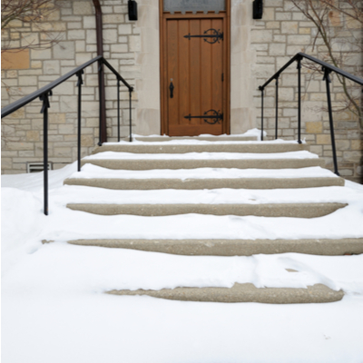 snowy steps to a door