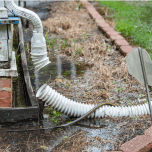 gutter flooded flower bed